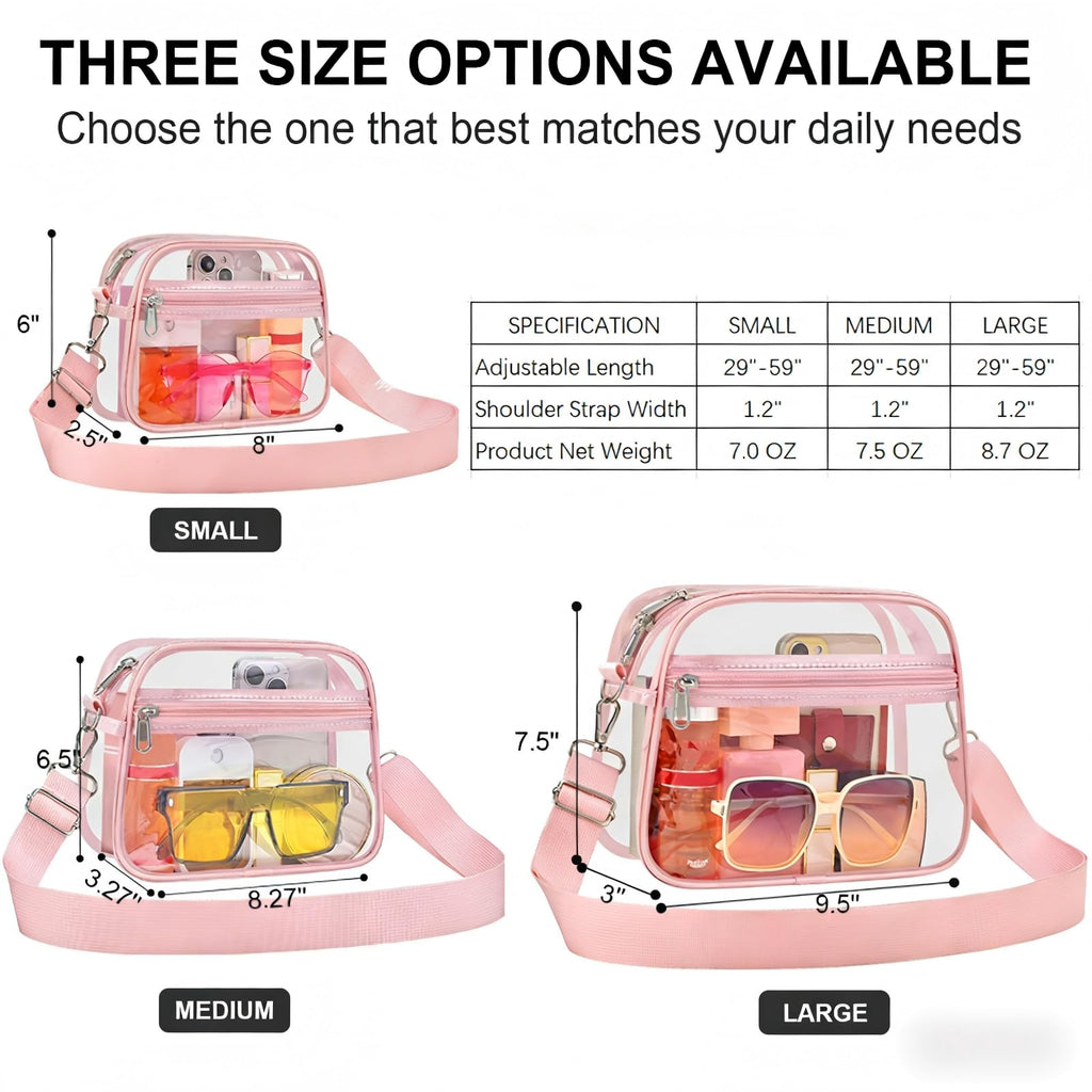 USPECLARE Clear Bag for Stadium Events Clear Sports Fan Handbags Purses