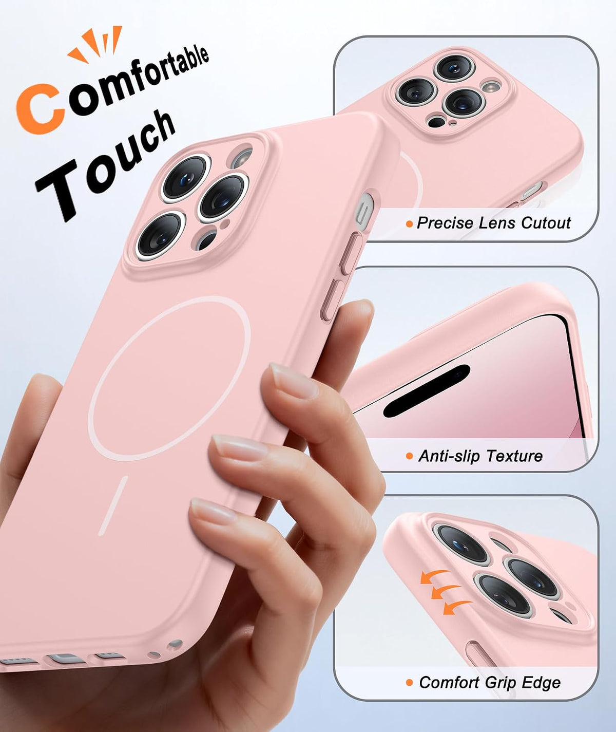 FNTCASE for iPhone 14 Pro Max Case Light Pink: Compatible with MagSafe