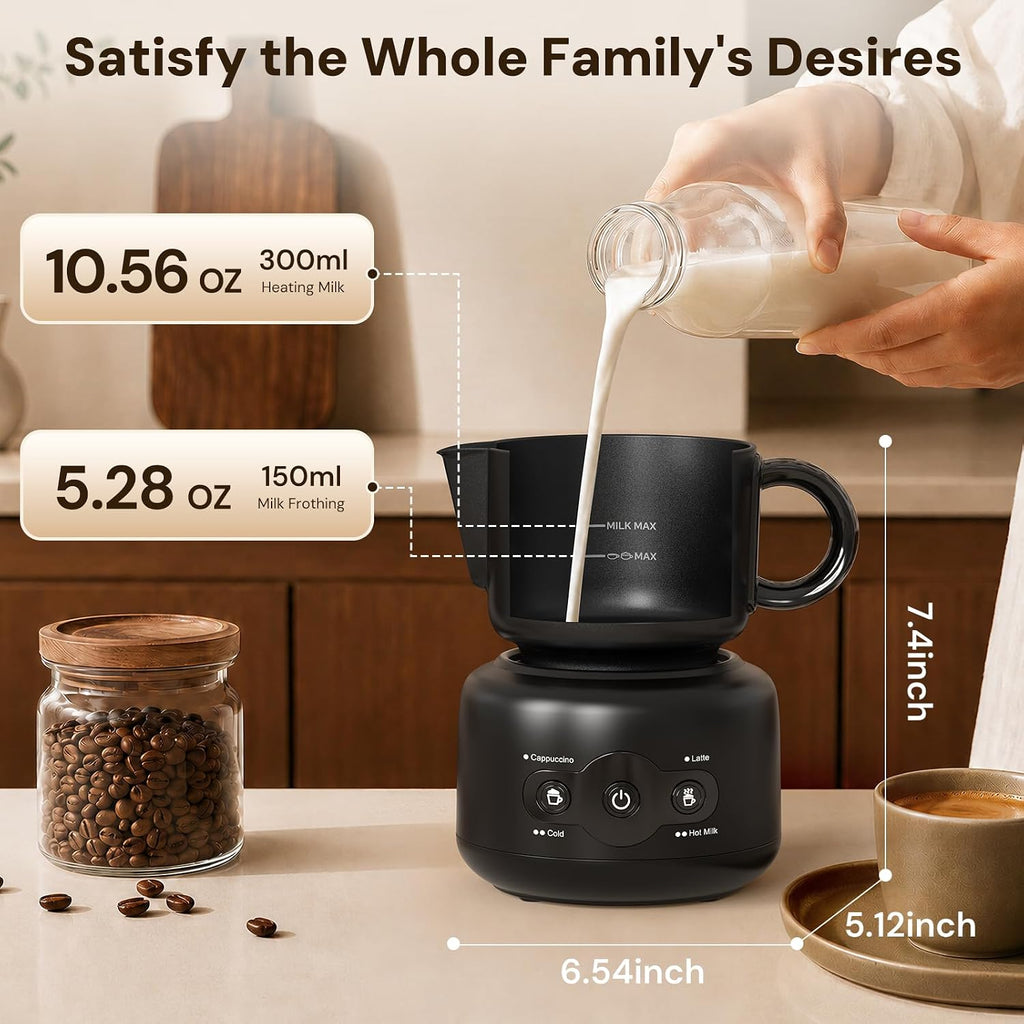 Kismile 4-in-1 Electric Milk Frother, Automatic Milk Frother with Spout