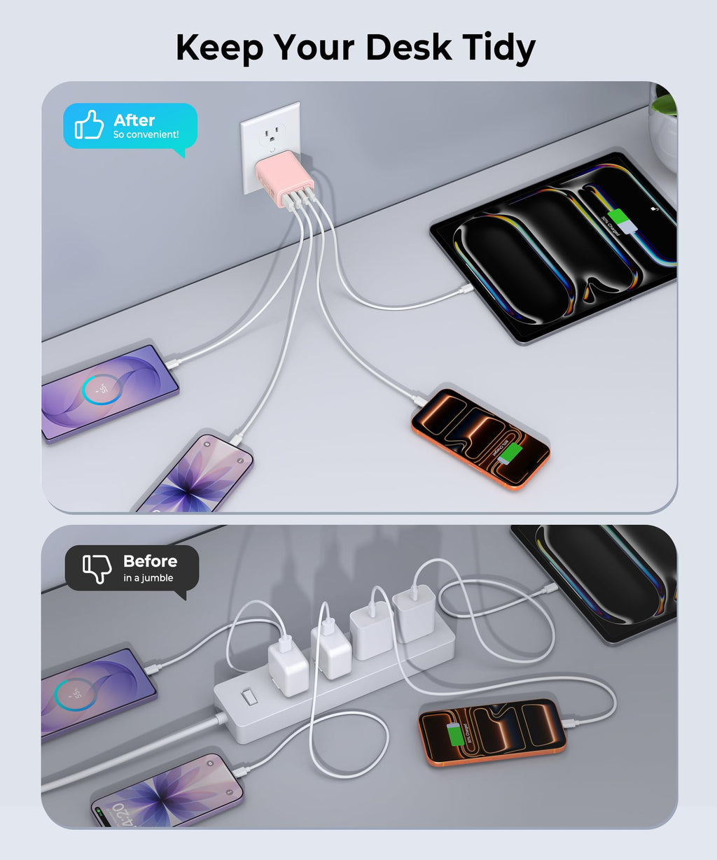 [2-Pack] USB C Wall Charger, 40W Type C Charger Fast Charging Blocks