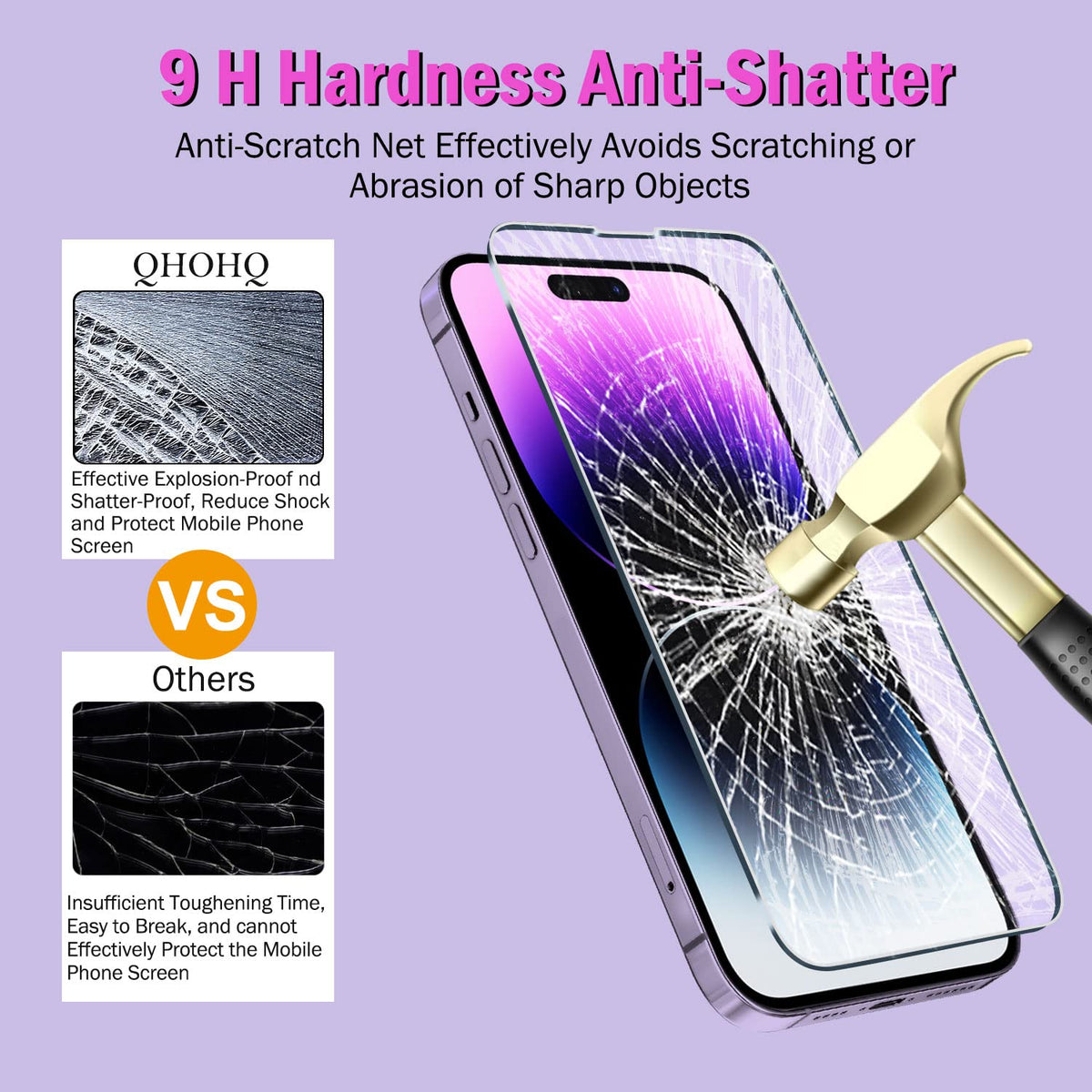 QHOHQ for iPhone 18 Pro Screen Protector, 9H+ Tempered Glass, 3+3 Pack