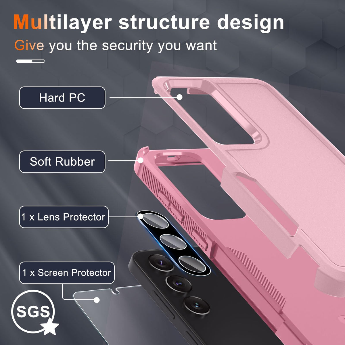 for Samsung Galaxy S26 Case,Military Grade Phone Cover, Cute Pink