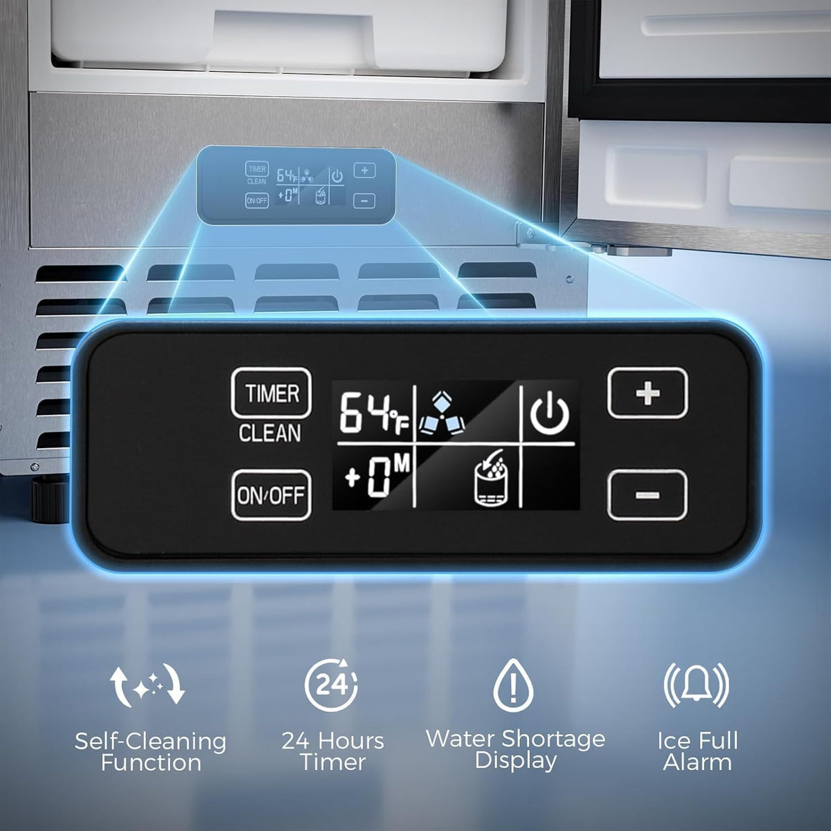 Kismile 80 lbs/Day Under Counter Nugget Ice Maker, Dual Ice Baskets, Silver