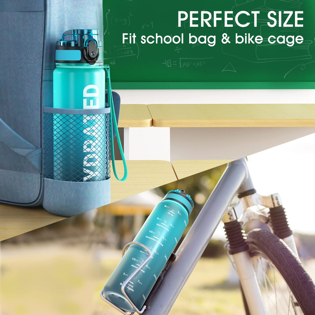 Sahara Sailor Water Bottle 32oz, Tritan Sports Bottle with Time Marker