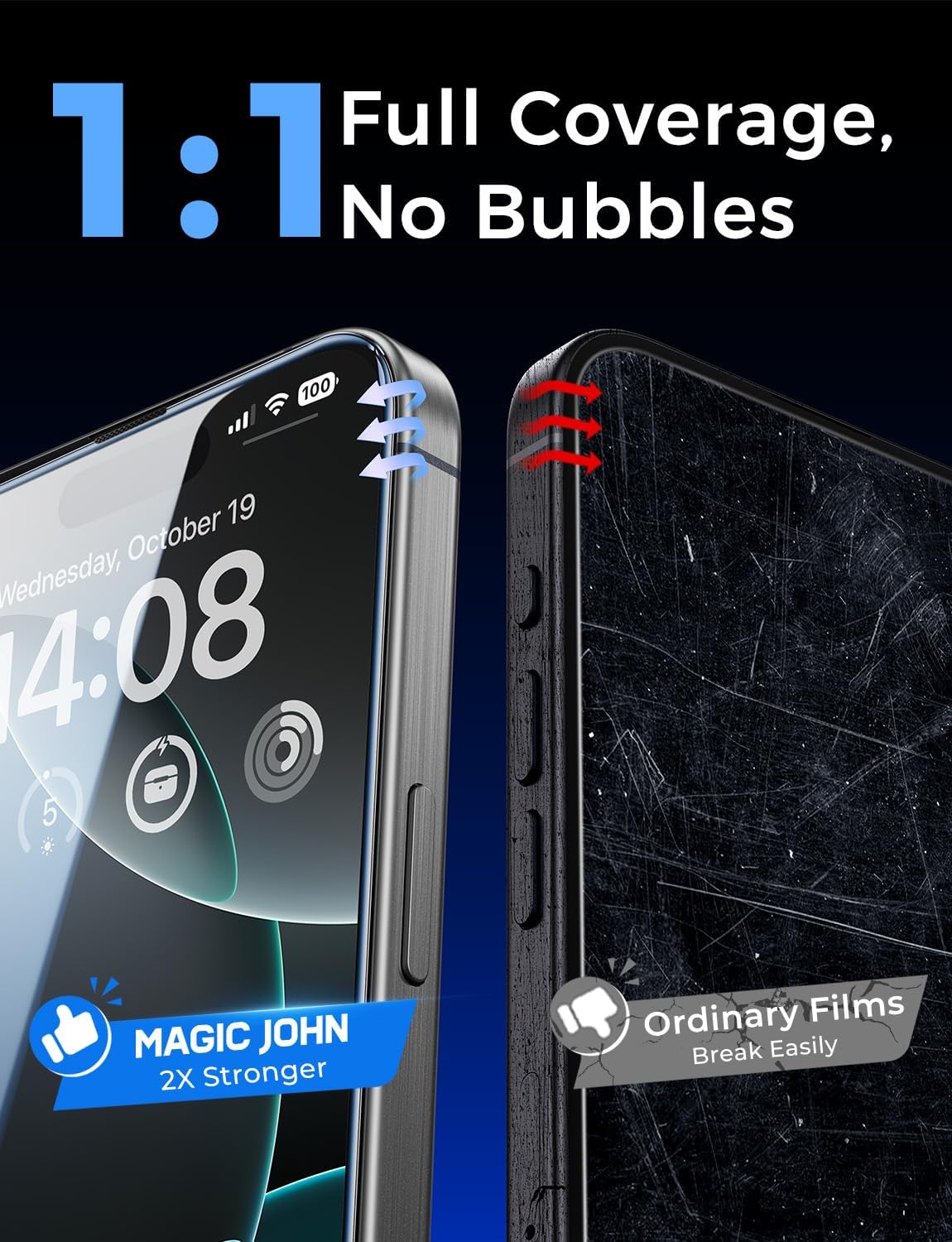 MAGIC JOHN 2 Pack for iPhone 16 Pro Max Tempered Glass Screen Protector
