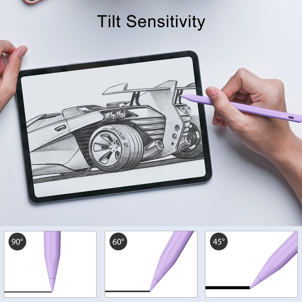 Stylus Pen for iPad, 13 mins Fast Charge Stylus with Palm Rejection, Tilt Sensitivity, Compatible with 2018-2025 iPad Air 3/4/5/6, iPad mini 5/6, iPad 6/7/8/9/10, iPad Pro 11"/12.9"/M4 (Black)