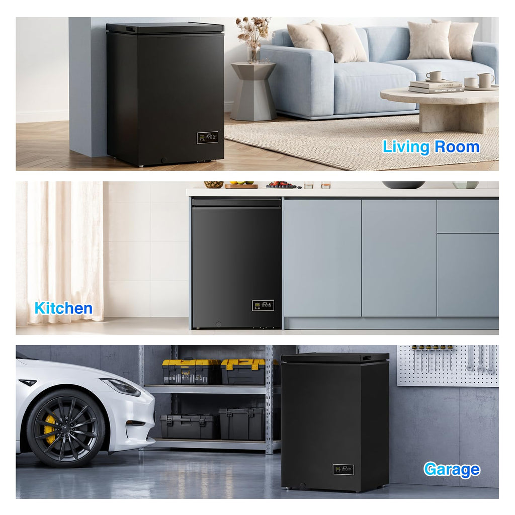 Kismile 3.5 Cu.Ft. Compact Chest Deep Freezer, Top-Opening Design