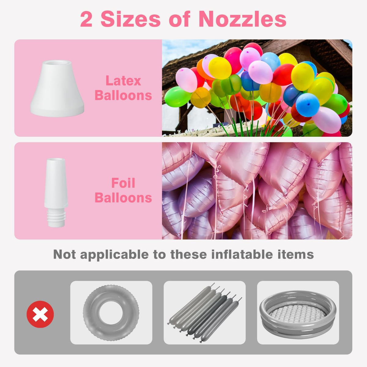 Electric Balloon Pump with Dual Nozzle & 2 Tying Tools