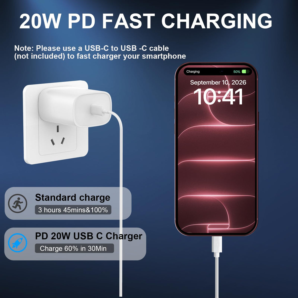 iPhone 18 17 16 15 Charger Fast Charging Type C Chargers USB C Cable 10FT