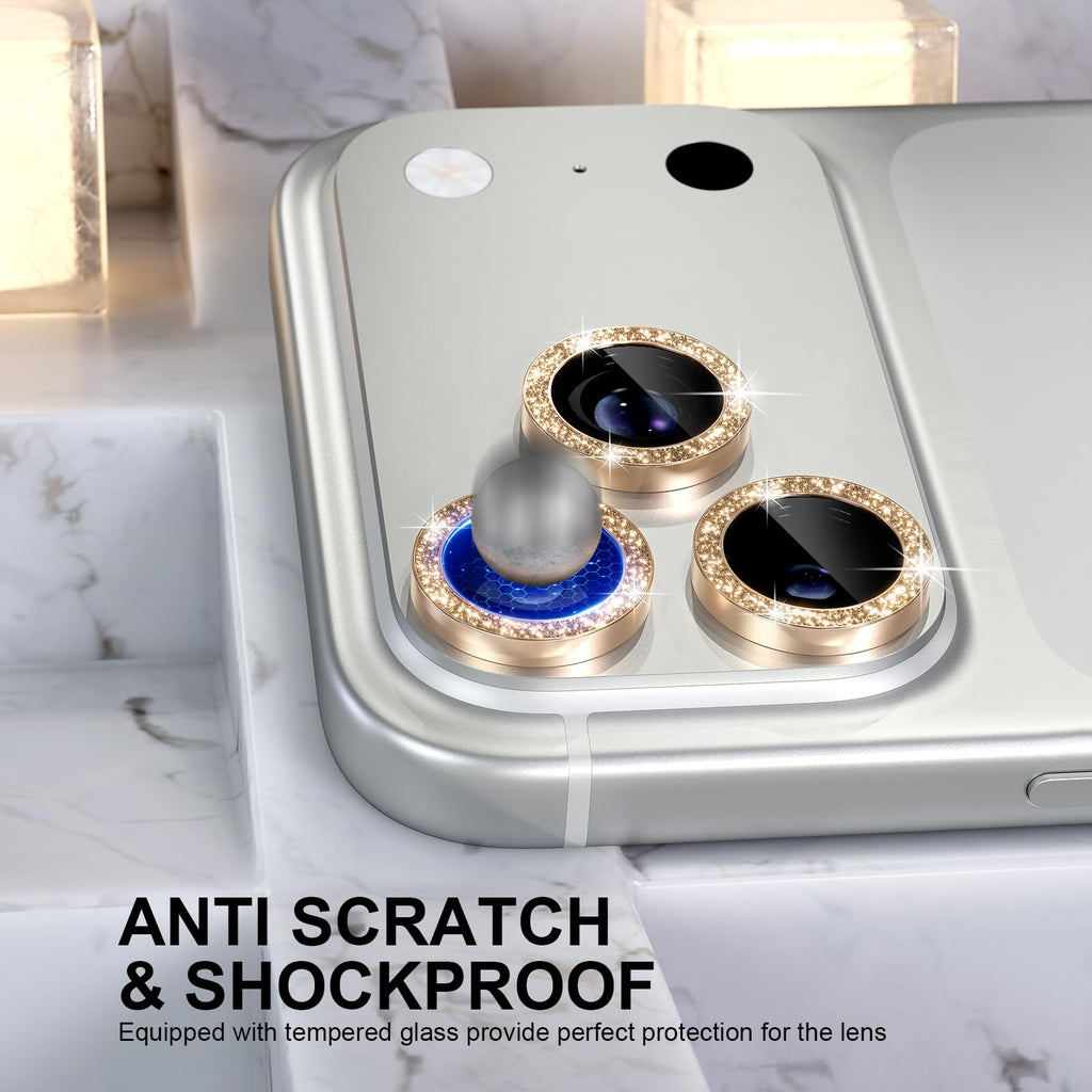 Choiche for iPhone 18 Pro/Pro Max Camera Lens Protector, Glitter Burgundy
