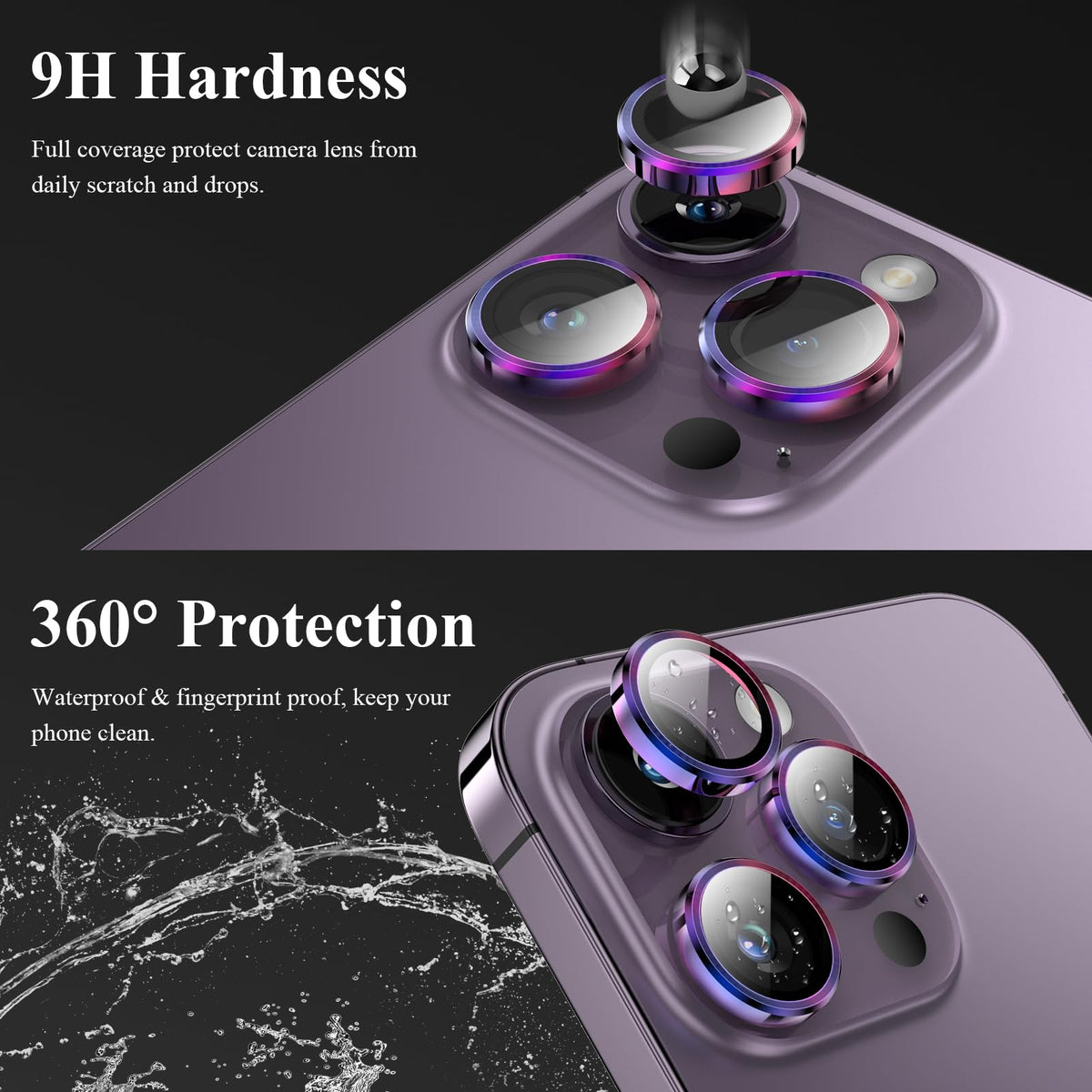 YWXTW Camera Lens Protector for iPhone 16 Pro/iPhone 16 Pro Max, [1 Step Installation Tray] Tempered Glass Screen Protector Metal Individual Camera Cover Accessories Case Friendly (Desert Titanium)