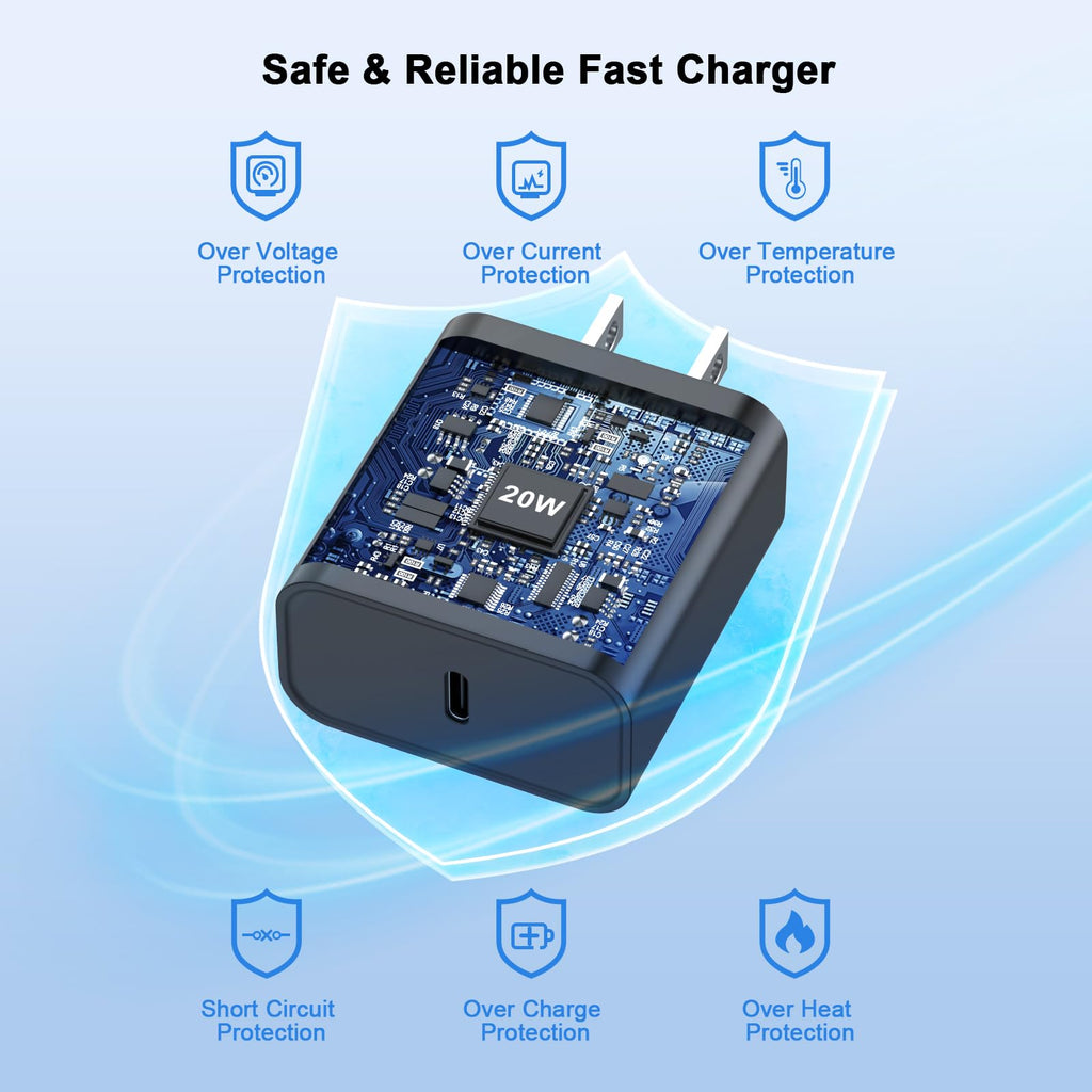 iPhone 18 17 16 15 Charger Fast Charging 10FT 20W USB C Charger Block Cable
