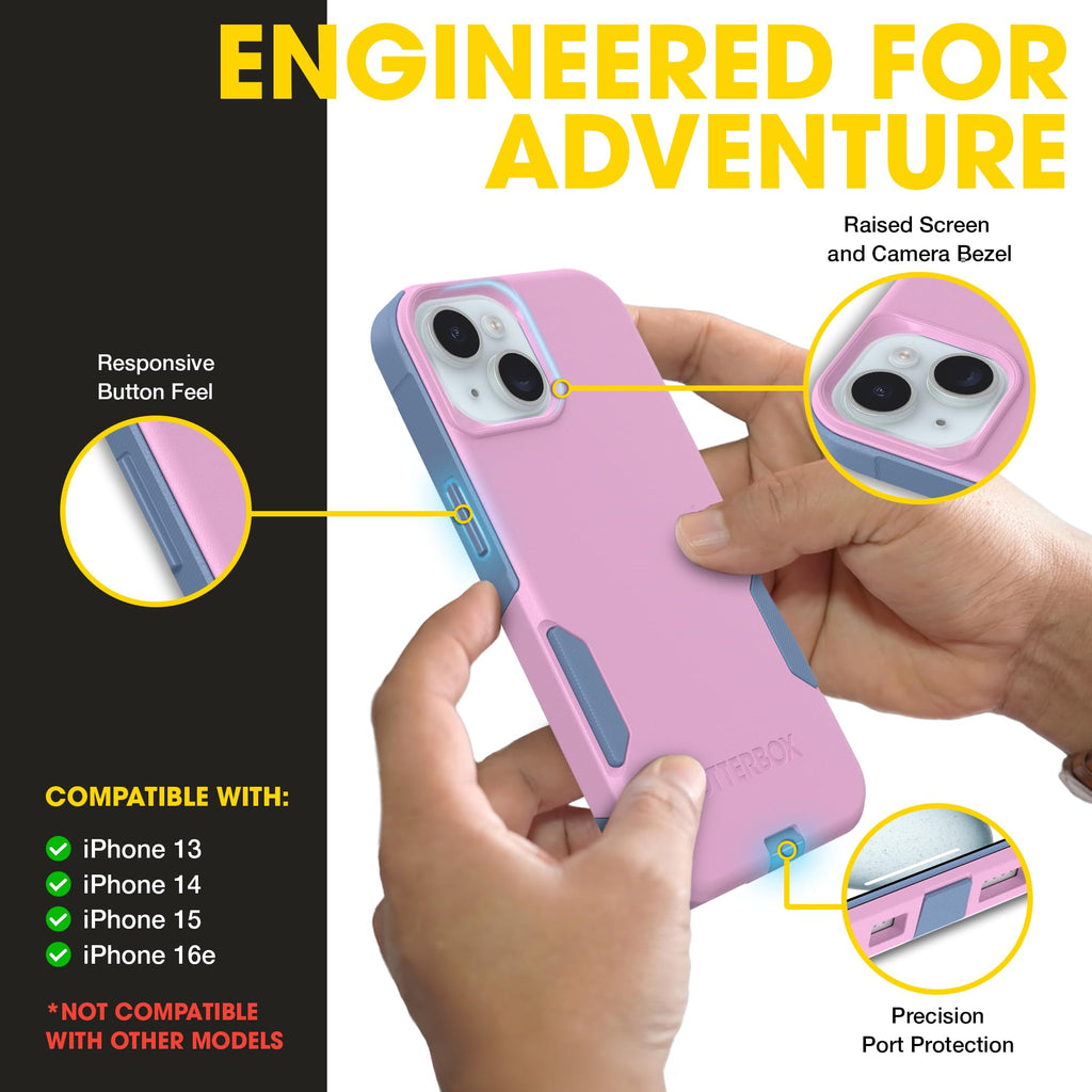 OtterBox iPhone 17e, 16e, 15, 14, & 13 Commuter Series Case - Black, Slim & Tough, Pocket-Friendly, with Port Protection - Thin & Protective iPhone Case, Dual-Layer, Impact Absorbing iPhone Case