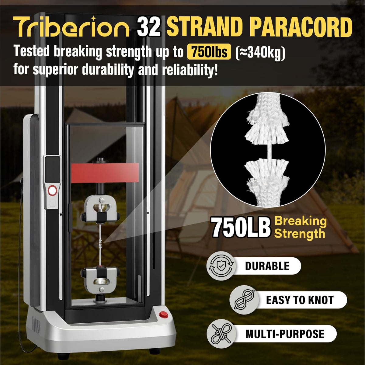 Paracord Rope 750 lb - 50ft 5/32" Parachute Cord 4MM 12-Strand para Cord - Heavy Duty Spool String for Survival,Camping Gear, Survival Bracelet, Clothesline - Black