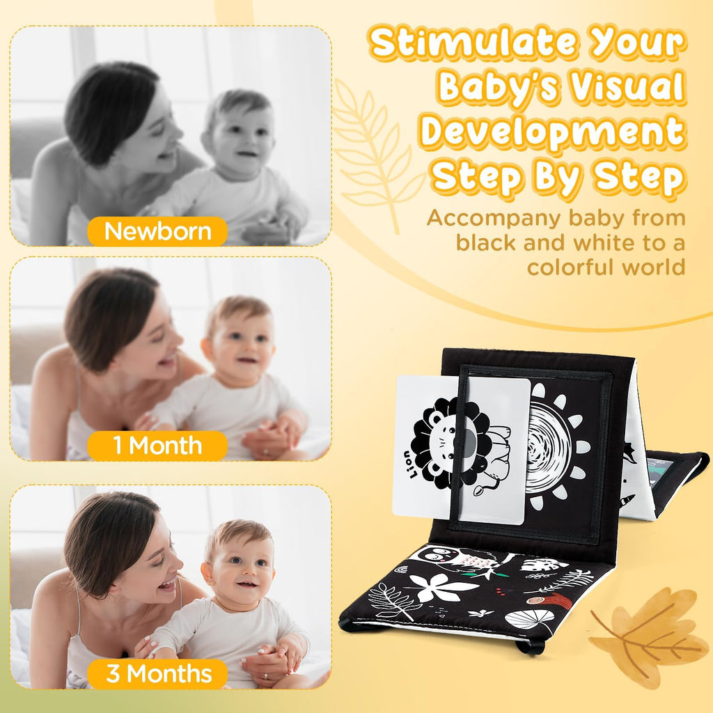 URMYWO Black and White Baby Toy, Tummy Time High Contrast Newborn Toys