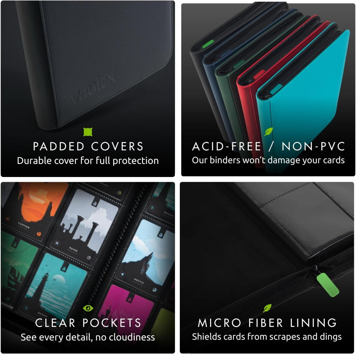 Vault X 9 Pocket Zip Trading Card Binder 360 Cards Exo-Tec (Black)