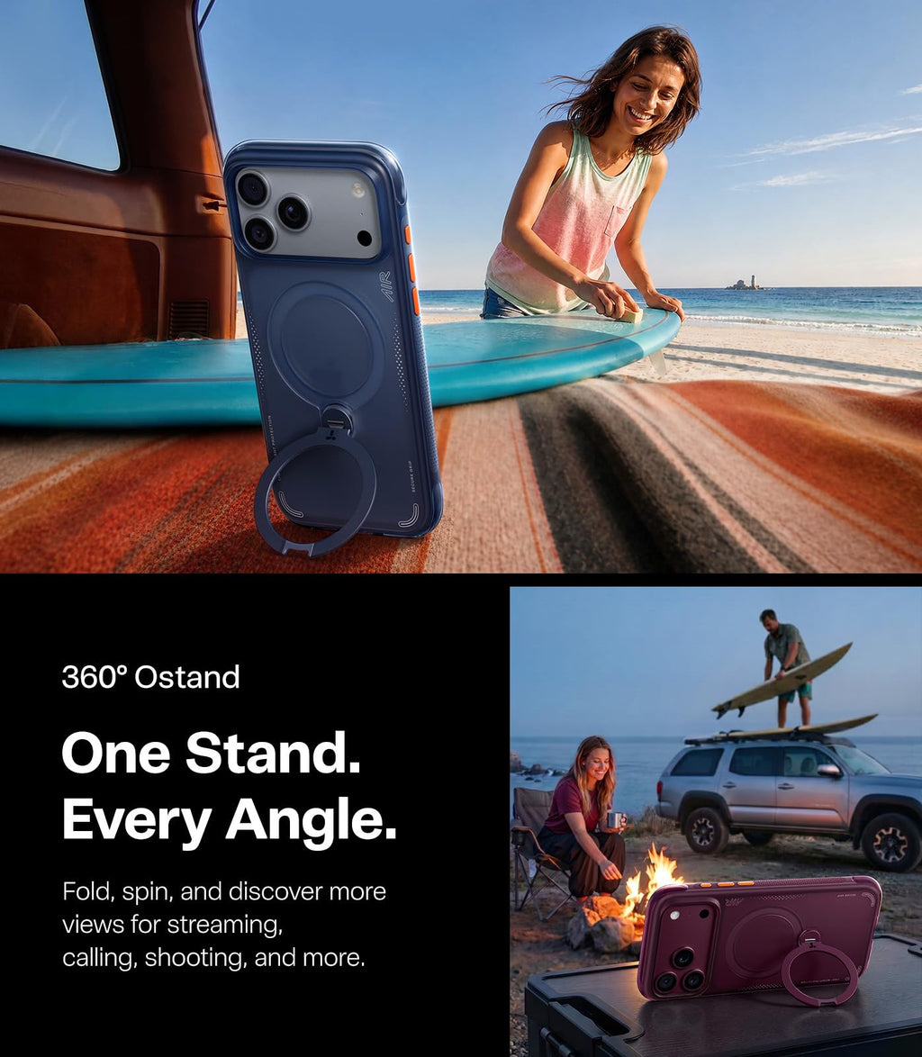 TORRAS Ostand Q3 Air for iPhone 15 Pro Max Case with Stand, Shockproof