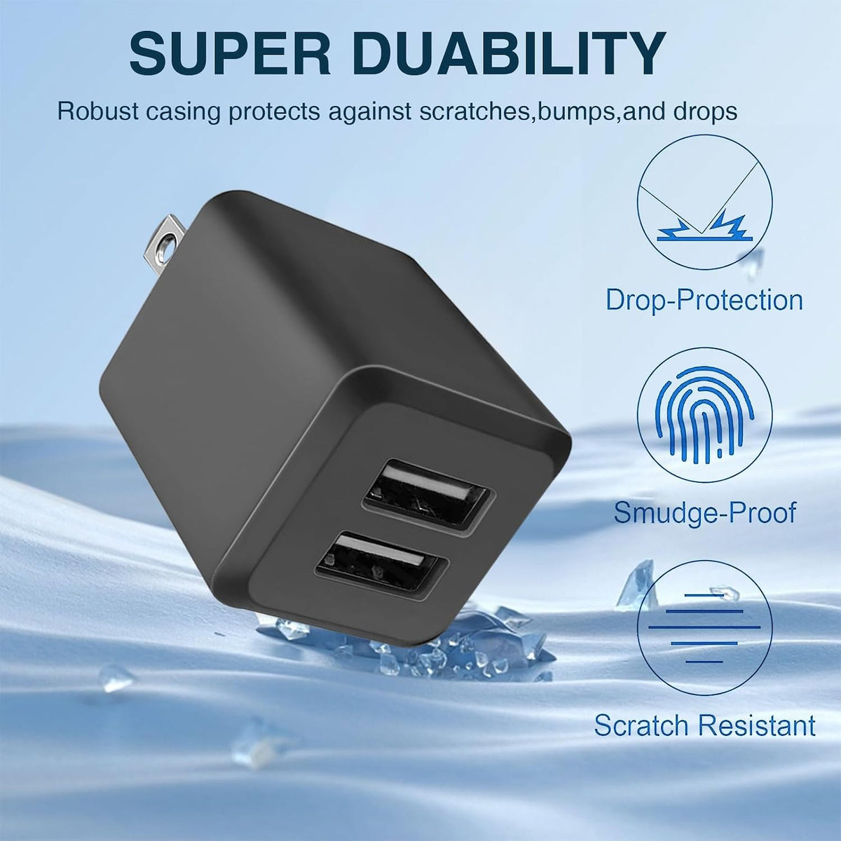 USB Wall Charger,DualPort Cube Power Adapter Charger Plug Block ChargingBox