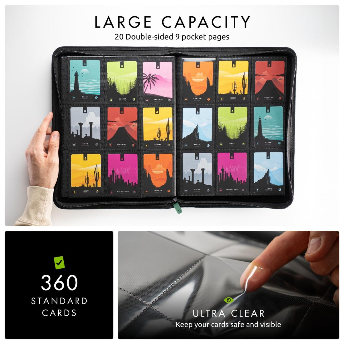 Vault X 9 Pocket Zip Trading Card Binder 360 Cards Exo-Tec (Black)