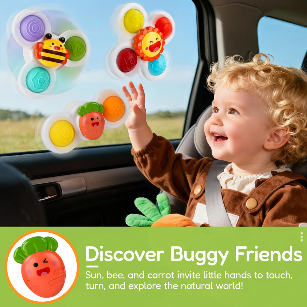 ALASOU Pop Suction Cup Spinner Airplane Travel Toys for 1 Year Old Boy Girl