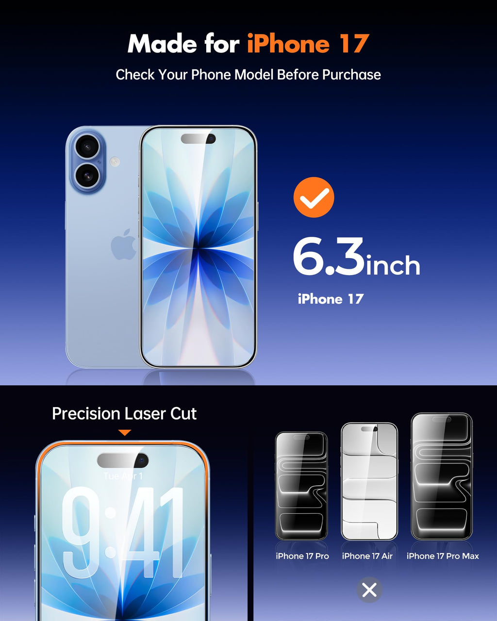 UNBREAKcable Privacy Screen Protector for iPhone 17 Pro Max, 2-Pack