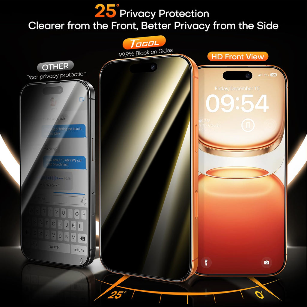 TOCOL for iPhone 17 Pro Max Screen Protector, Easy Installation