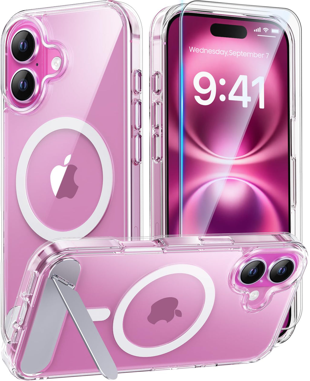 Magnetic for iPhone 15 Case with Stand, Clear