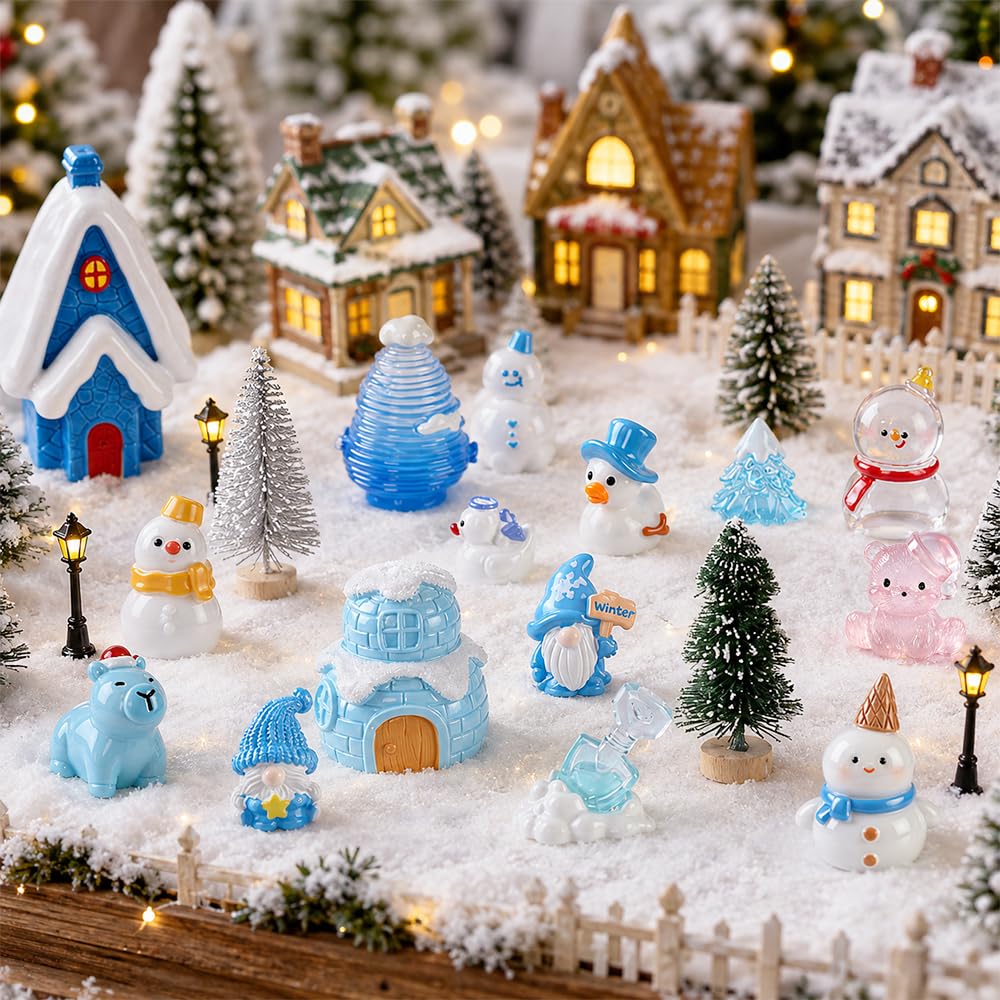 DIYDEC 40PCS Christmas Mini Ducks Figures Toys Miniature Resin Animal Decor