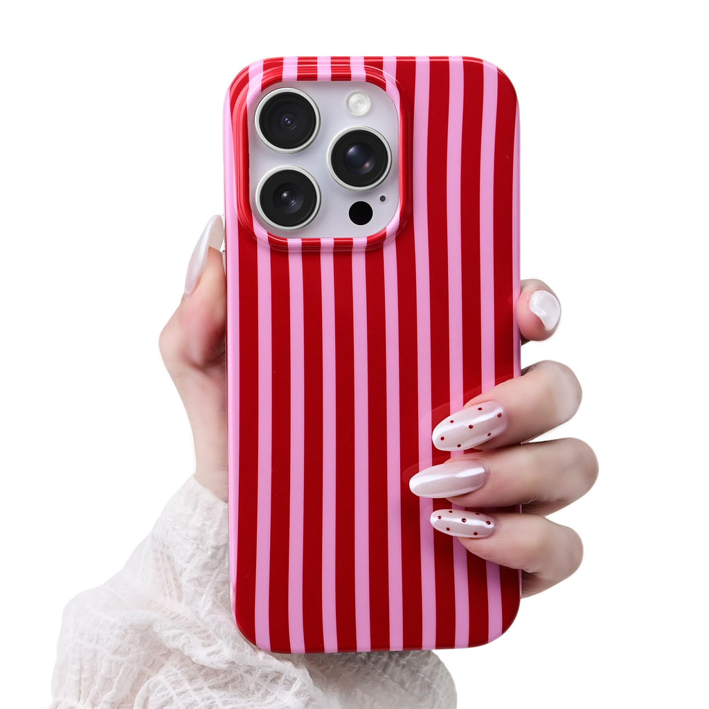 Cute Striped Case for iPhone 12 Pro Max 6.7",Pink/Yellow