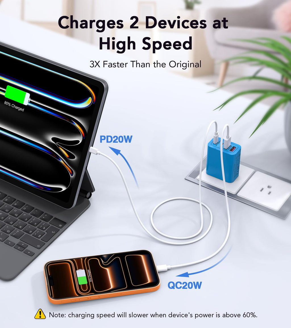 [2-Pack] USB C Wall Charger, 40W Type C Charger Fast Charging Blocks