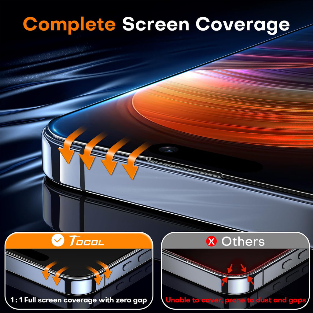 TOCOL for iPhone 17 Pro Max Screen Protector, Easy Installation