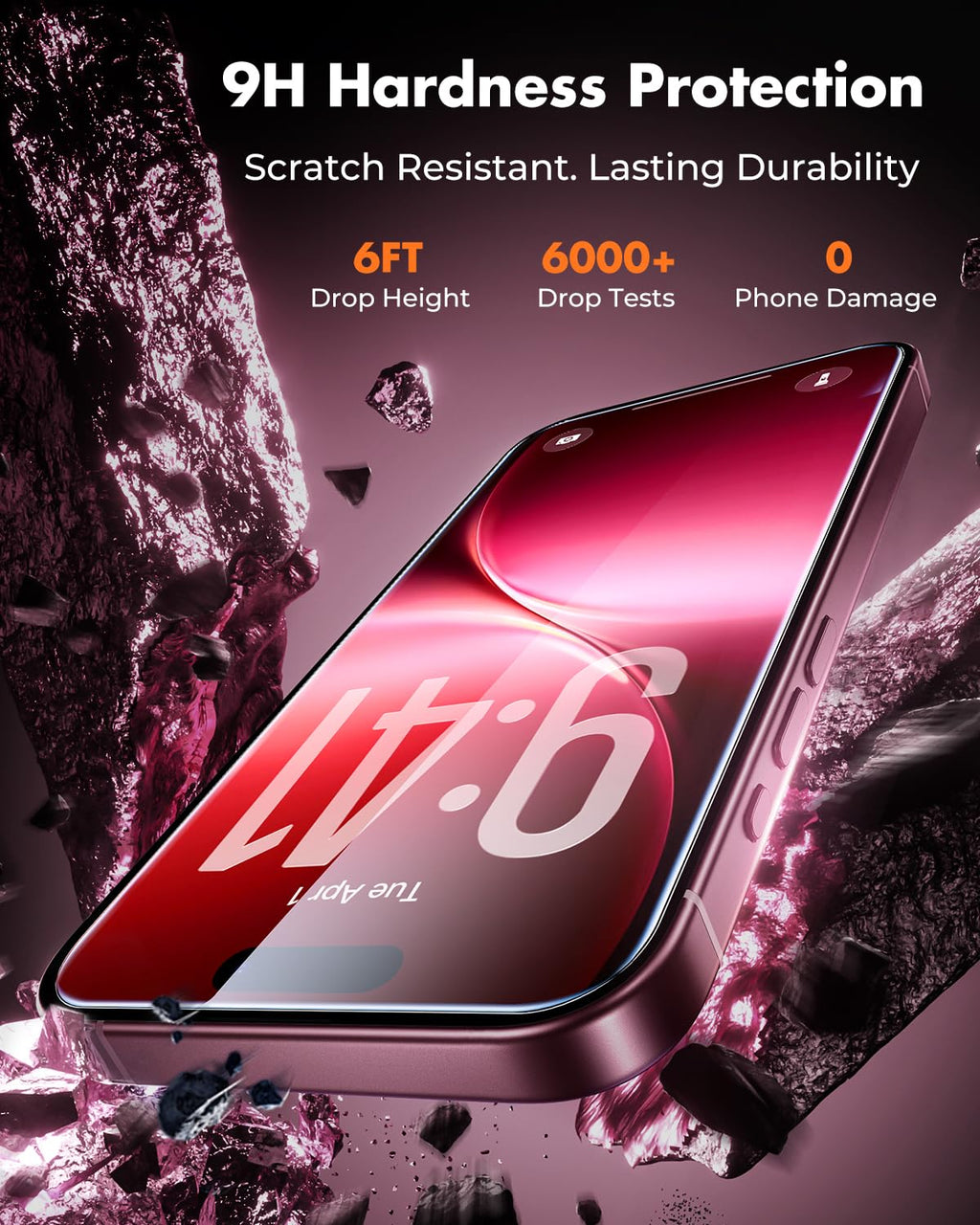 UNBREAKcable 2-Pack Screen Protector for iPhone 17 Pro Tempered Glass