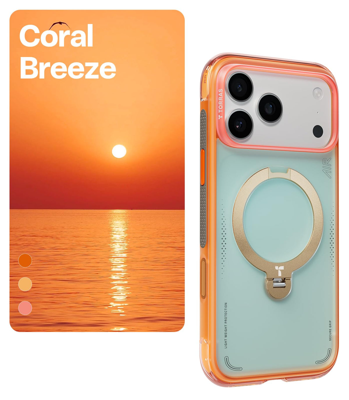 TORRAS Ostand Q3 Air for iPhone 15 Pro Max Case with Stand, Shockproof