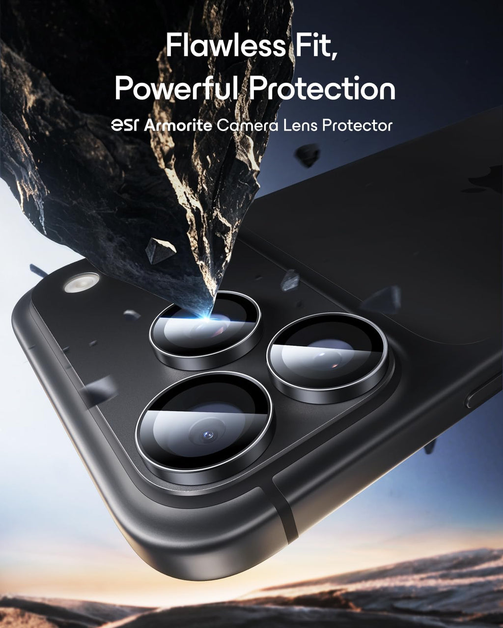 ESR for iPhone Duo Camera Lens Protector, 2 Pack, Black