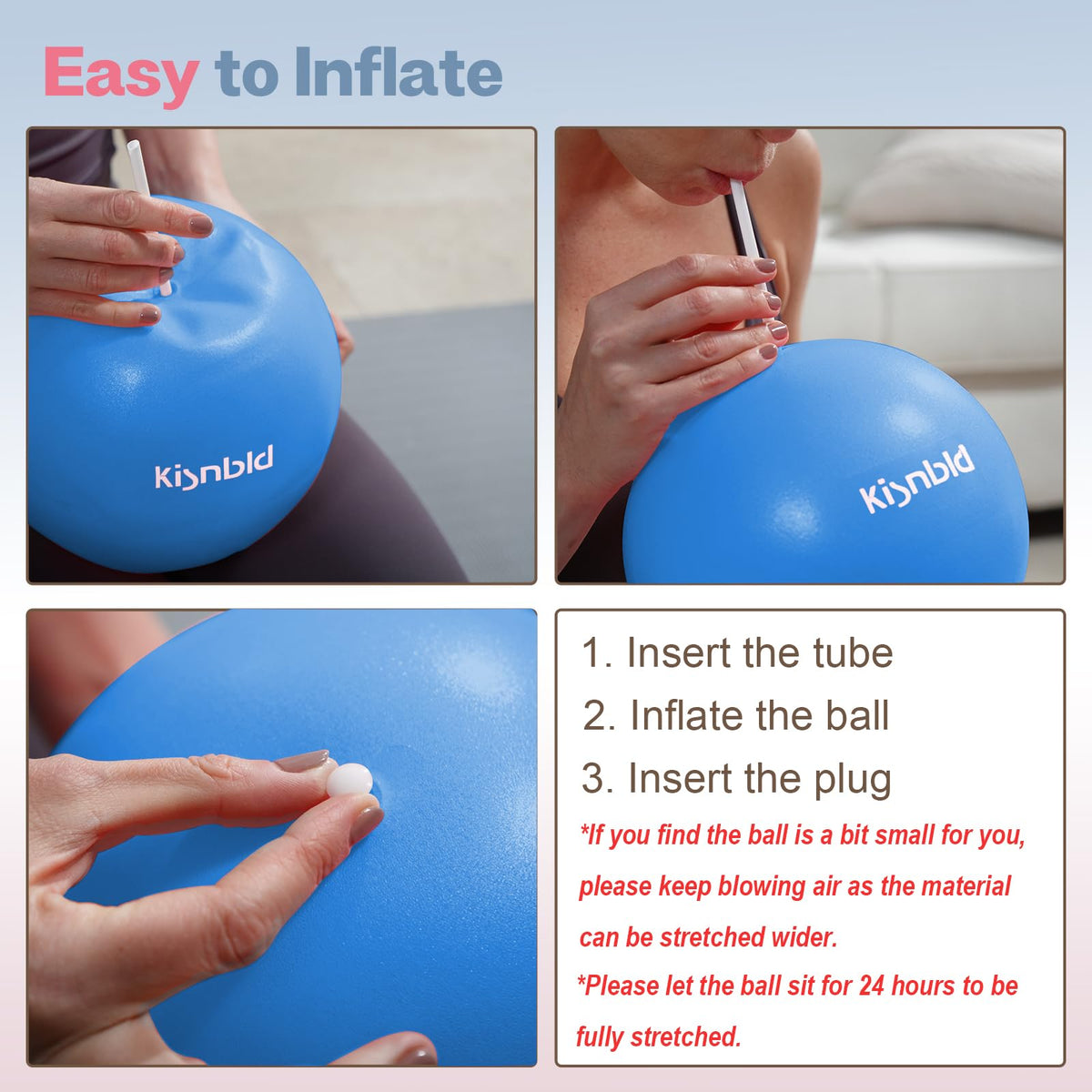 kisnbld 9 Inch Pilates Ball, Small Exercise Ball for Core &Physical Therapy