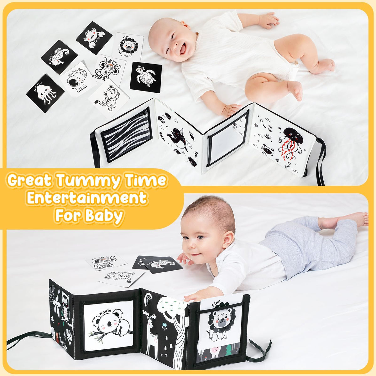 URMYWO Black and White Baby Toy, Tummy Time High Contrast Newborn Toys