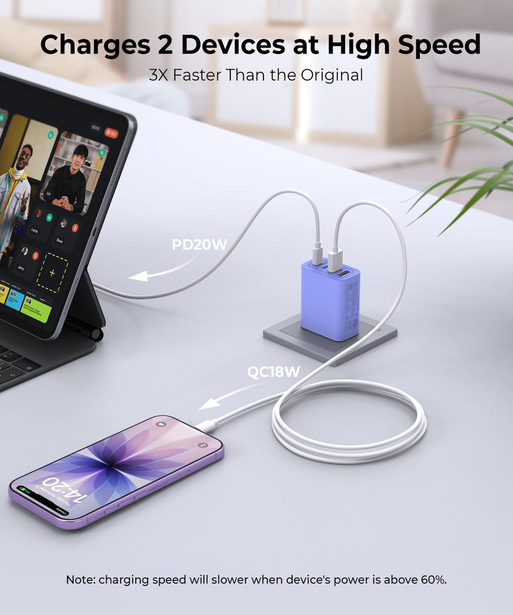 [2-Pack] USB C Wall Charger, 40W Type C Charger Fast Charging Blocks
