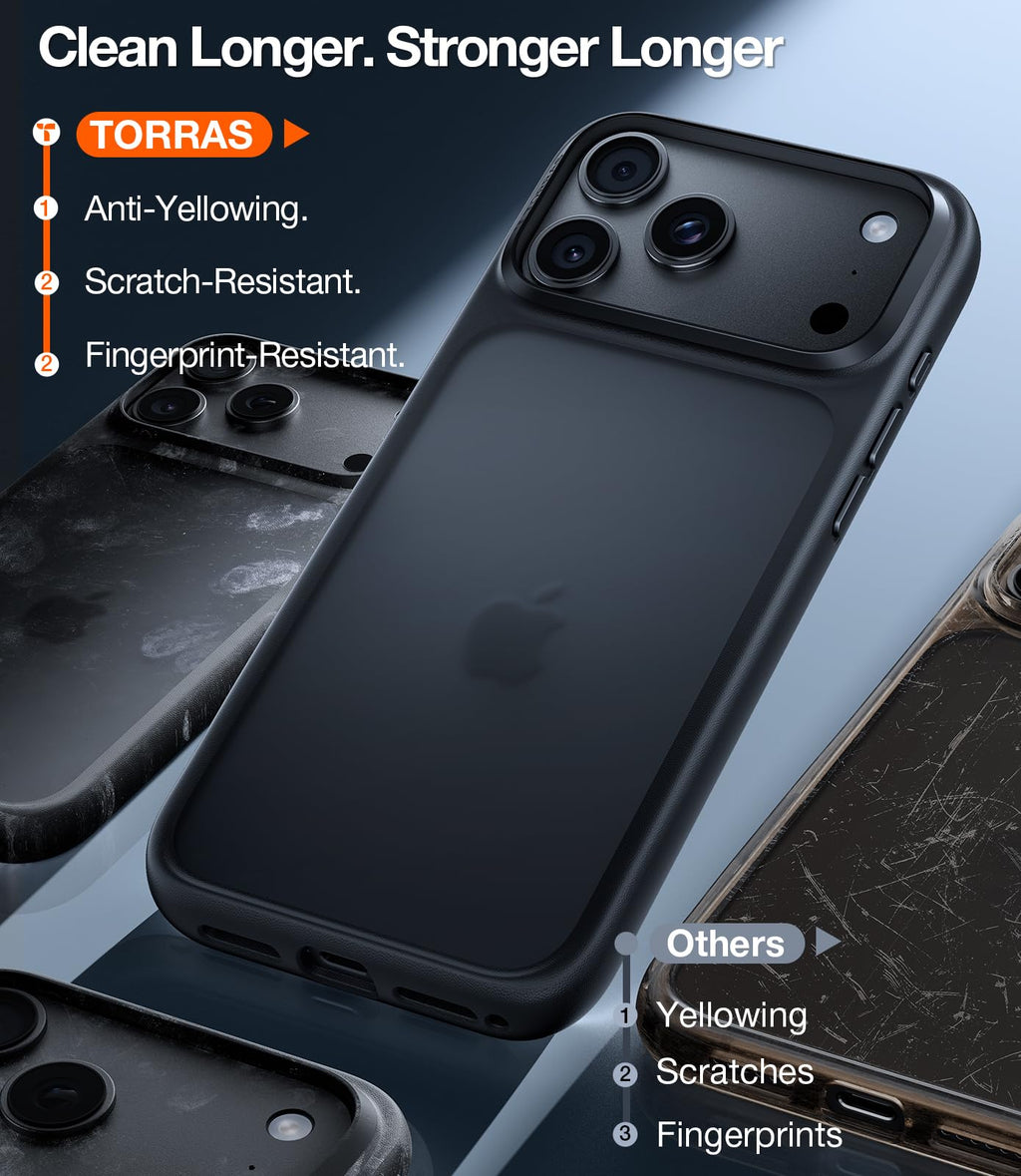 TORRAS Shockproof for iPhone 18 Pro Case Black 2026,4X Mil-Grade Protection
