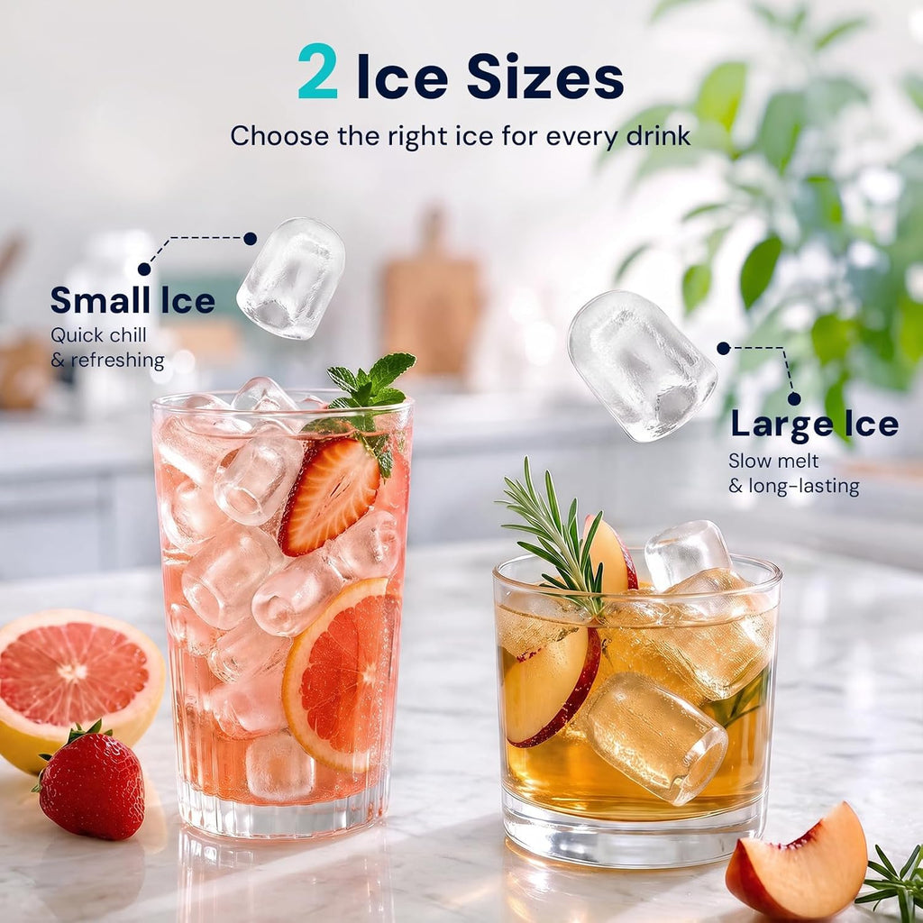 Kismile Countertop Ice Maker Machine, 26Lbs/Day Fastest 6‑Min Ice, Black