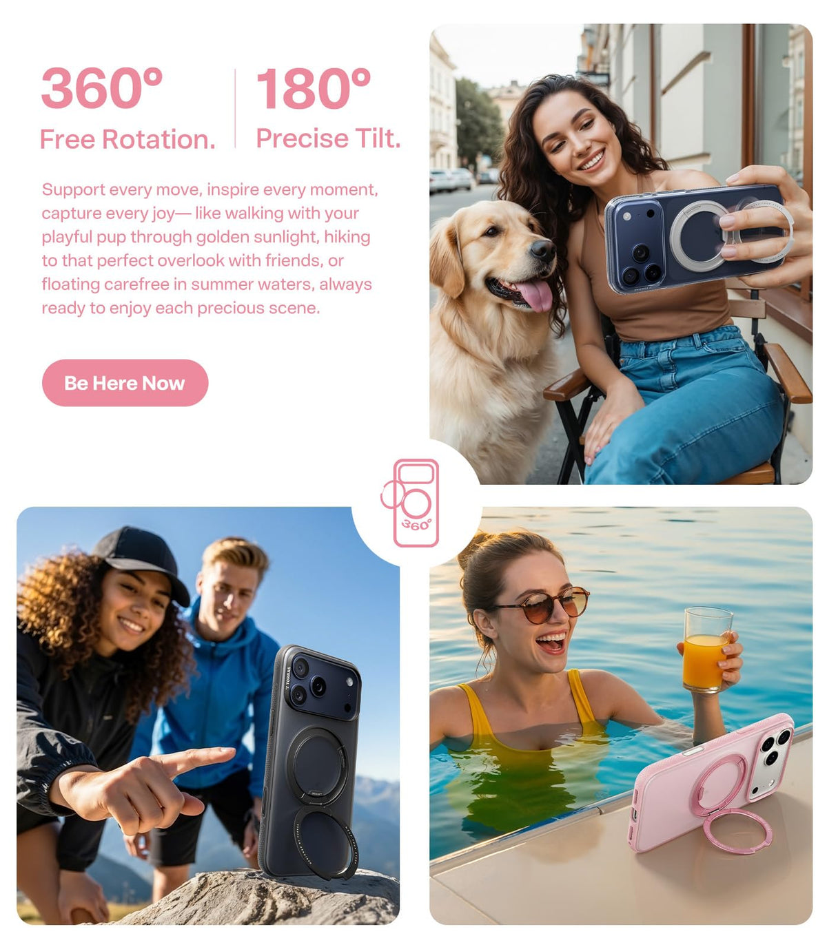 TORRAS 360 Magnetic Stand for iPhone 17 Pro Max Case, Clear