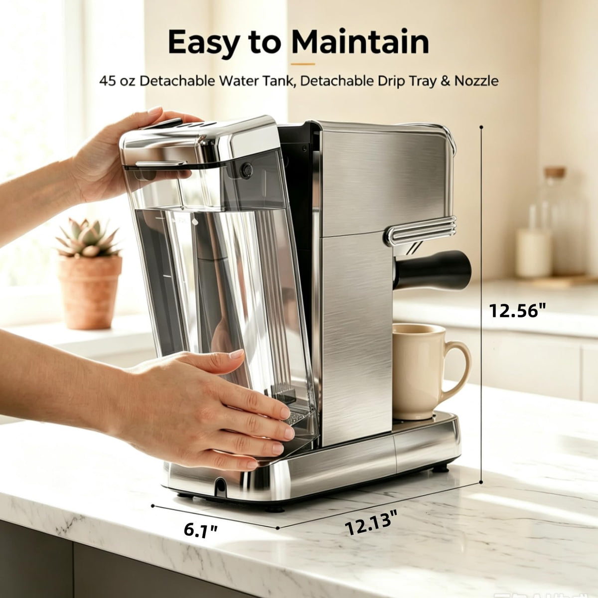 Kismile 20 Bar Stainless Steel Espresso Machine with Steam Milk Frother