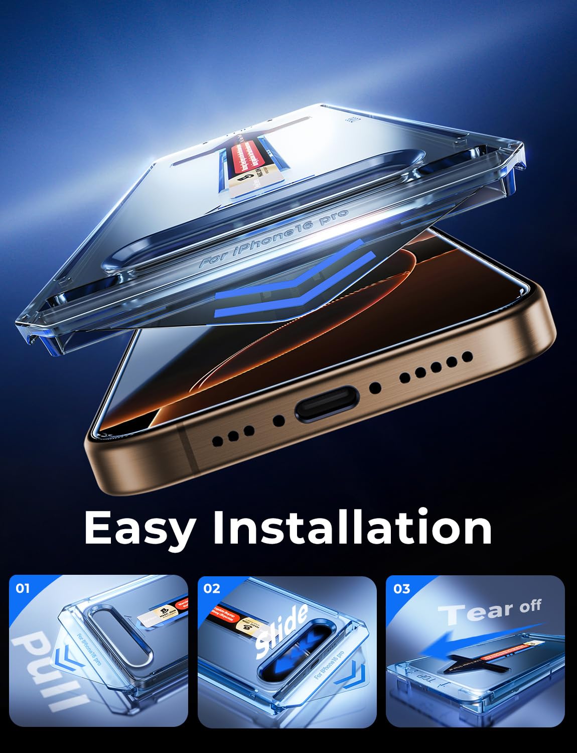 MAGIC JOHN 2 Pack for iPhone 16 Pro Max Tempered Glass Screen Protector