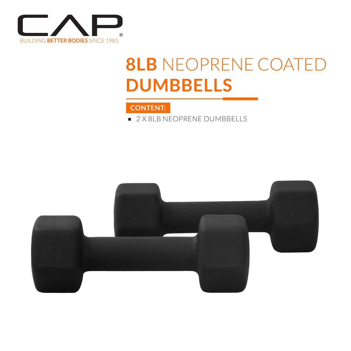 CAP Neoprene Dumbbell Pairs & Sets, Non-Slip Grip, Hex Design