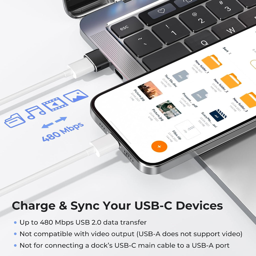 Basesailor USB C Female to USBA Male Adapter,Type C Charger Cable Connector