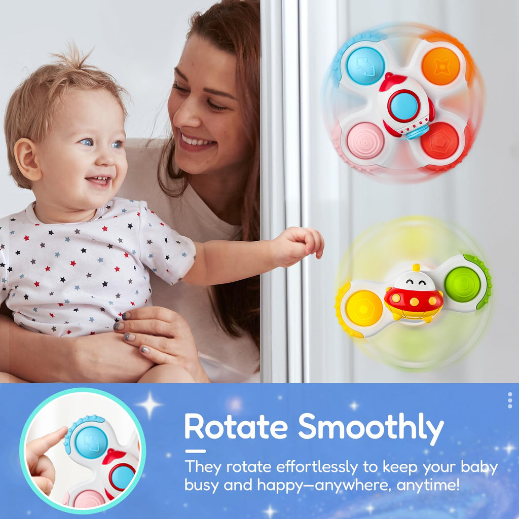 ALASOU Pop Suction Cup Spinner Airplane Travel Toys for 1 Year Old Boy Girl