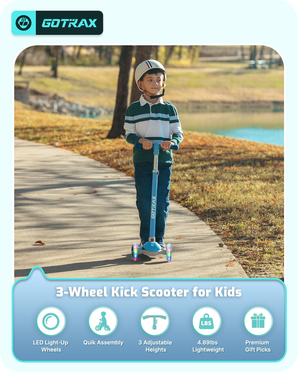 Gotrax KS1 Kids Kick Scooter, 3 Wheels for Boys & Girls 2-8, Gifts