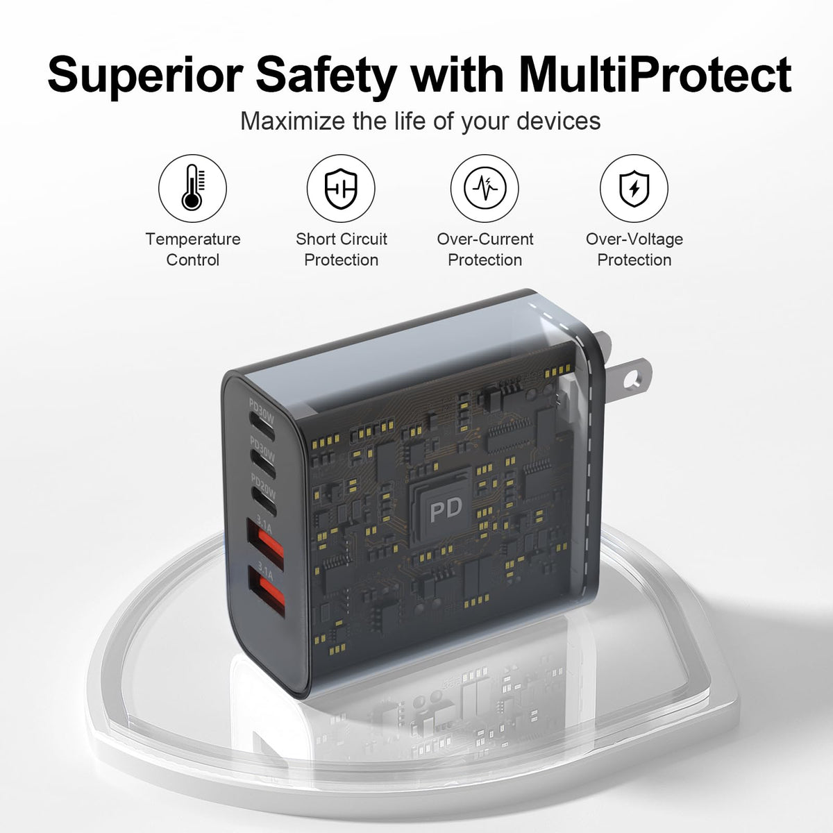 USB C Charger Block, 60W 5-Port Type C Charger Fast Charging Blocks