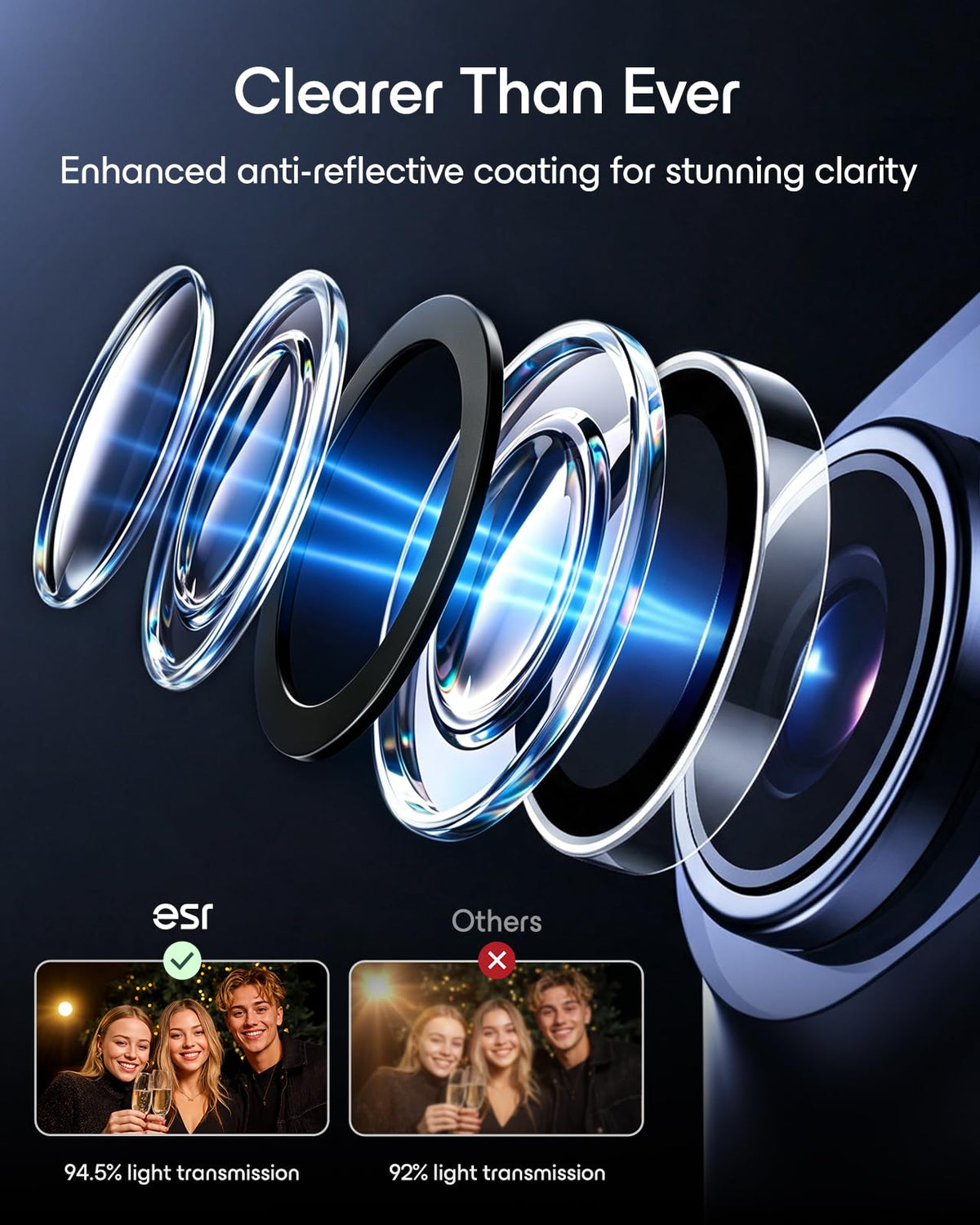 ESR for iPhone Duo Camera Lens Protector, 2 Pack, Black