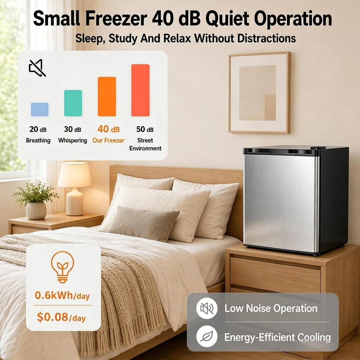 Kismile 1.1 Cu.ft Upright Mini Freezer for Dorms Apartment, Stainless Steel