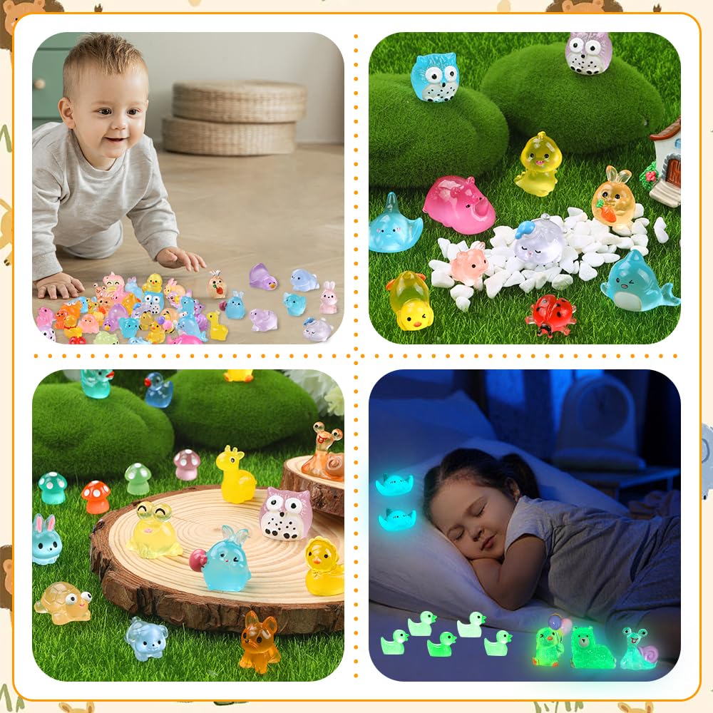 DIYDEC 40PCS Christmas Mini Ducks Figures Toys Miniature Resin Animal Decor